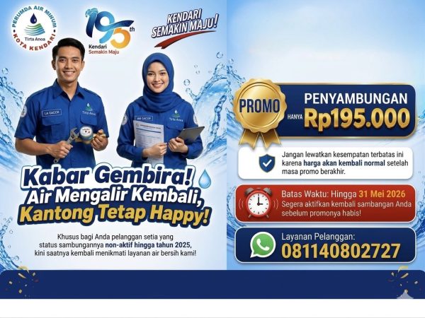 Perumda Tirta Anoa Kendari Hadirkan Promo Spesial Mei 2026, Sambung Akses Air Hanya Rp195 Ribu